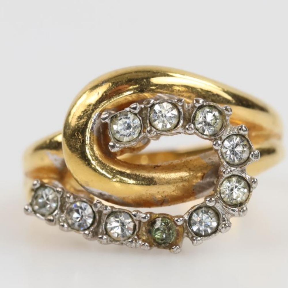 14kt Two Tone GP Clear Stone Ring